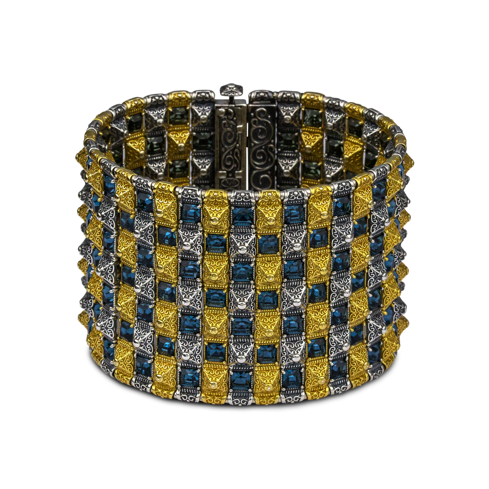 Αμφίδρομο φαρδύ βραχιόλι με κρύσταλλα Swarovski