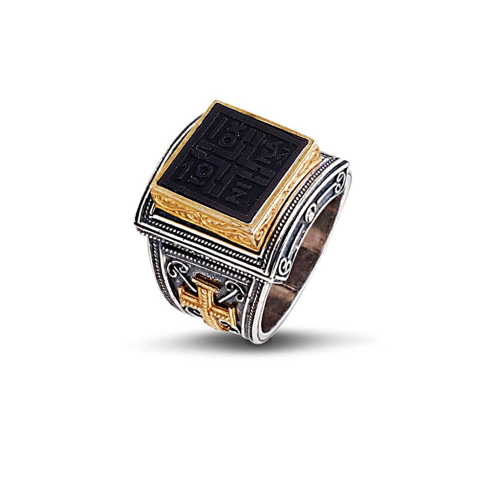 Sterling silver ring with Christian symbol