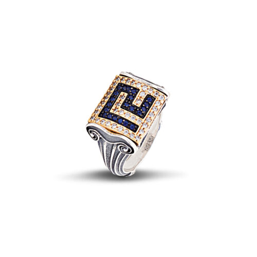 Greca pave ring with zircon