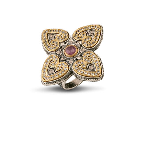 Ring with zircon and gemstone