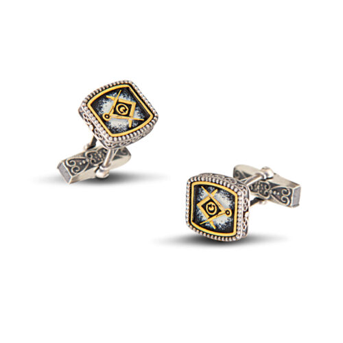 Masonic cuff-links with enamel
