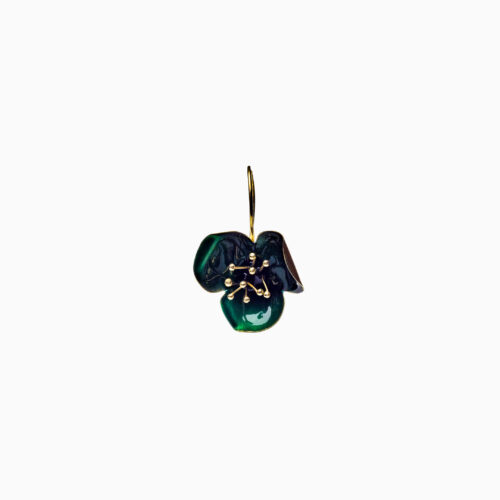 Silver earrings with green enamel