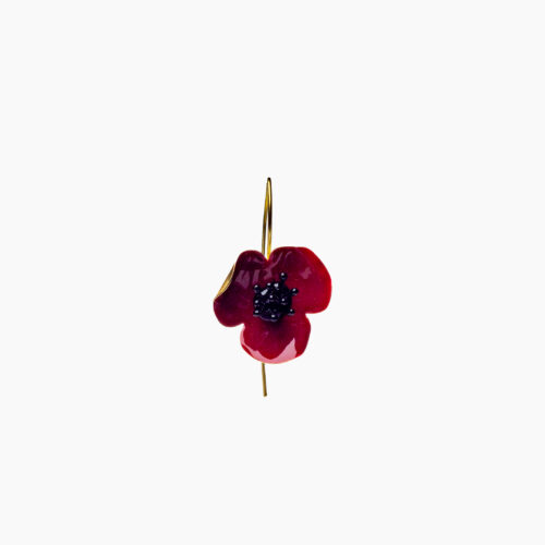 Silver earrings with red enamel