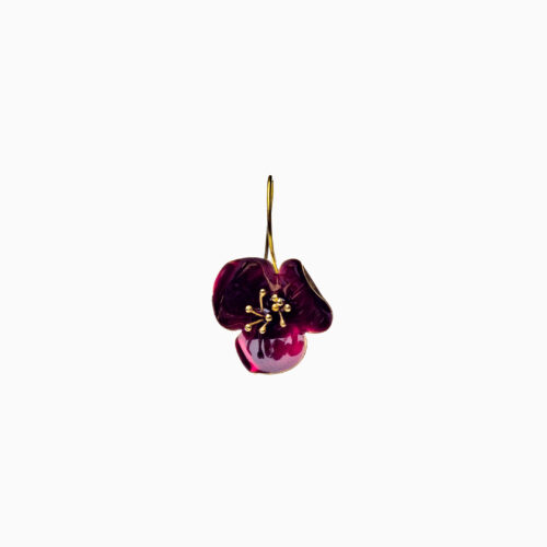 Silver earrings with purple enamel