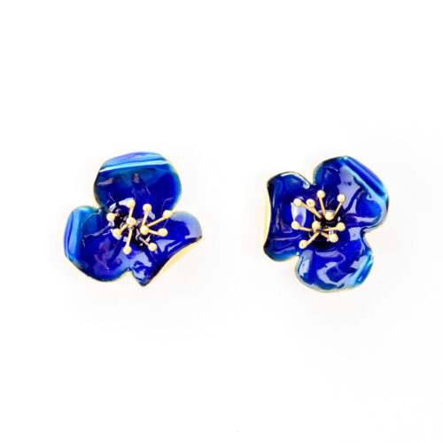 Silver earrings with blue enamel