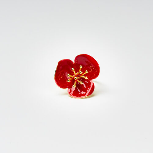 Silver ring with red enamel