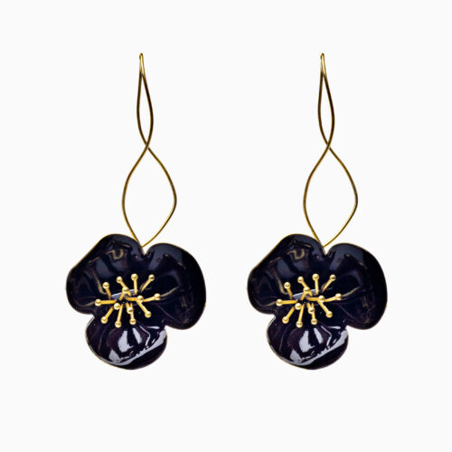 Silver earrings with purple enamel