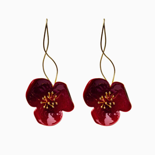 Silver earrings with red enamel