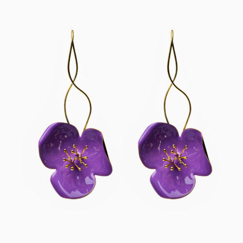 Silver earrings with lila enamel
