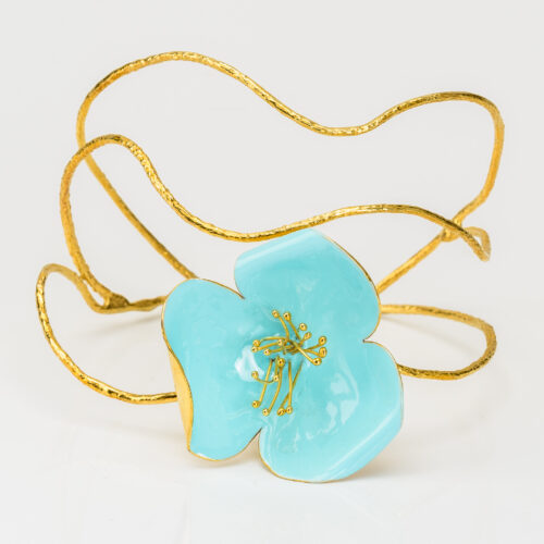 Silver bracelet with azure enamel