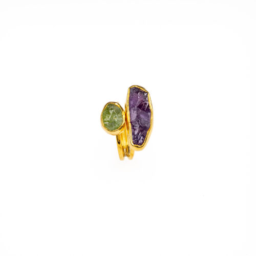 Ring with Amethyst and Peridot Gemstone