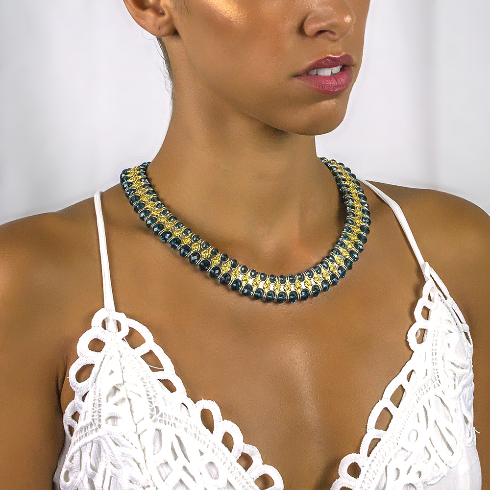 Necklace with Blue Swarovski Stones K212 - Image 2