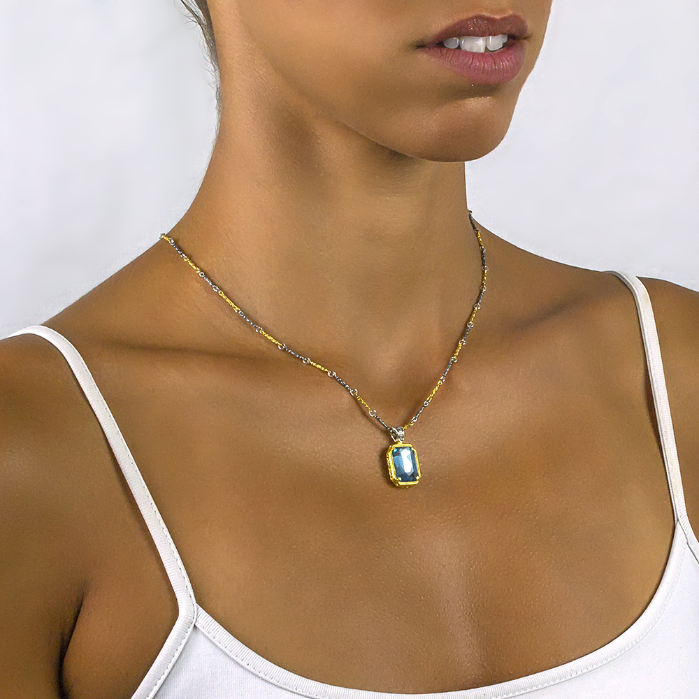 Silver Pendant with Two-Tone Chain M92 - Image 2