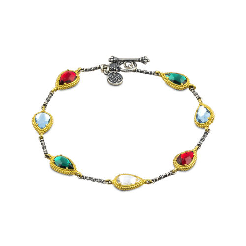 Βραχιόλι Διπλής Όψης με Πολύχρωμα Swarovski Κρύσταλλα σε Σχήμα Δάκρυ B131-1
