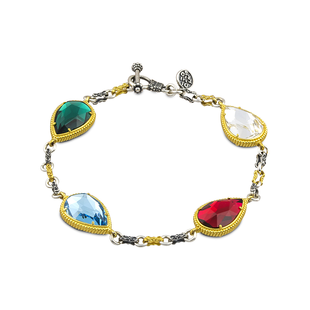 Βραχιόλι Διπλής Όψης με Πολύχρωμες Swarovski Πέτρες σε Σχήμα Δάκρυ B131