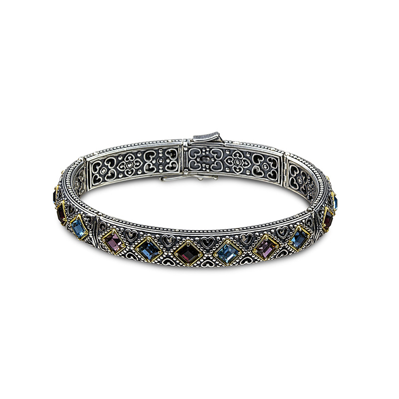 Silver Bracelet with Swarovski Crystals B105-1