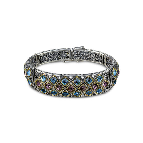 Ασημένιο Βραχιόλι με Πολύχρωμα Swarovski Κρύσταλλα B105