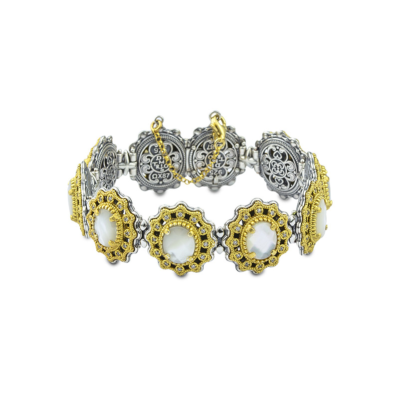 Silver Bracelet with Semi-Precious Stones B115-1