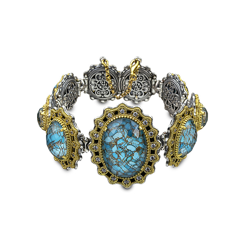 Silver Bracelet with Semi-Precious Stones B115