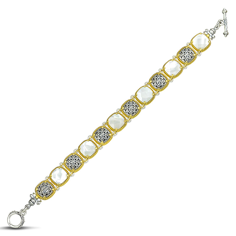 Silver Double-sided Wristband with Mother-of-pearl B116-1
