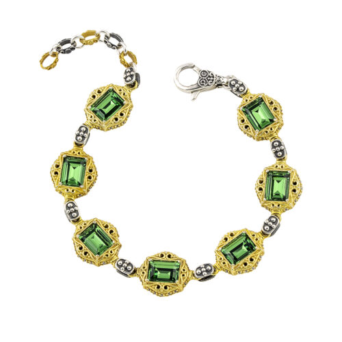 Bracelet with Swarovski Rectangular Crystals in Gold Elements B158-1