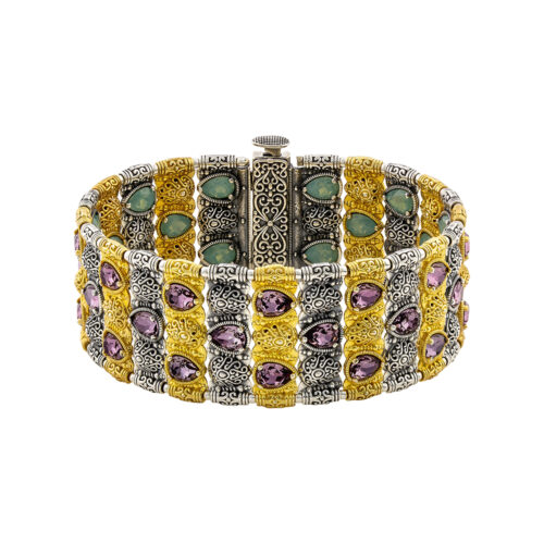 Ασημένιο Βραχιόλι δύο Όψεων με Swarovski Πέτρες B164-1