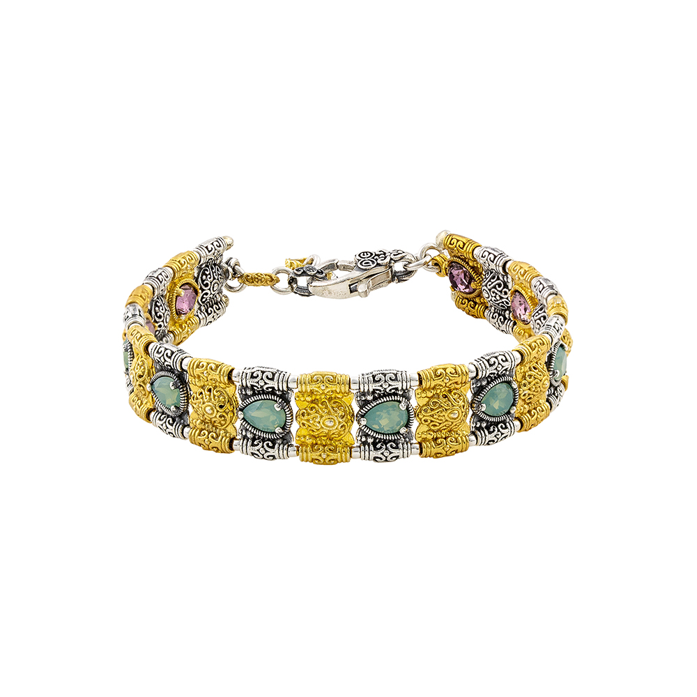 Silver Two-sided Bracelet with Swarovski Stones B164-2