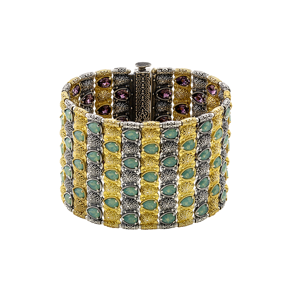 Ασημένιο Βραχιόλι δύο Όψεων με Swarovski Πέτρες B164