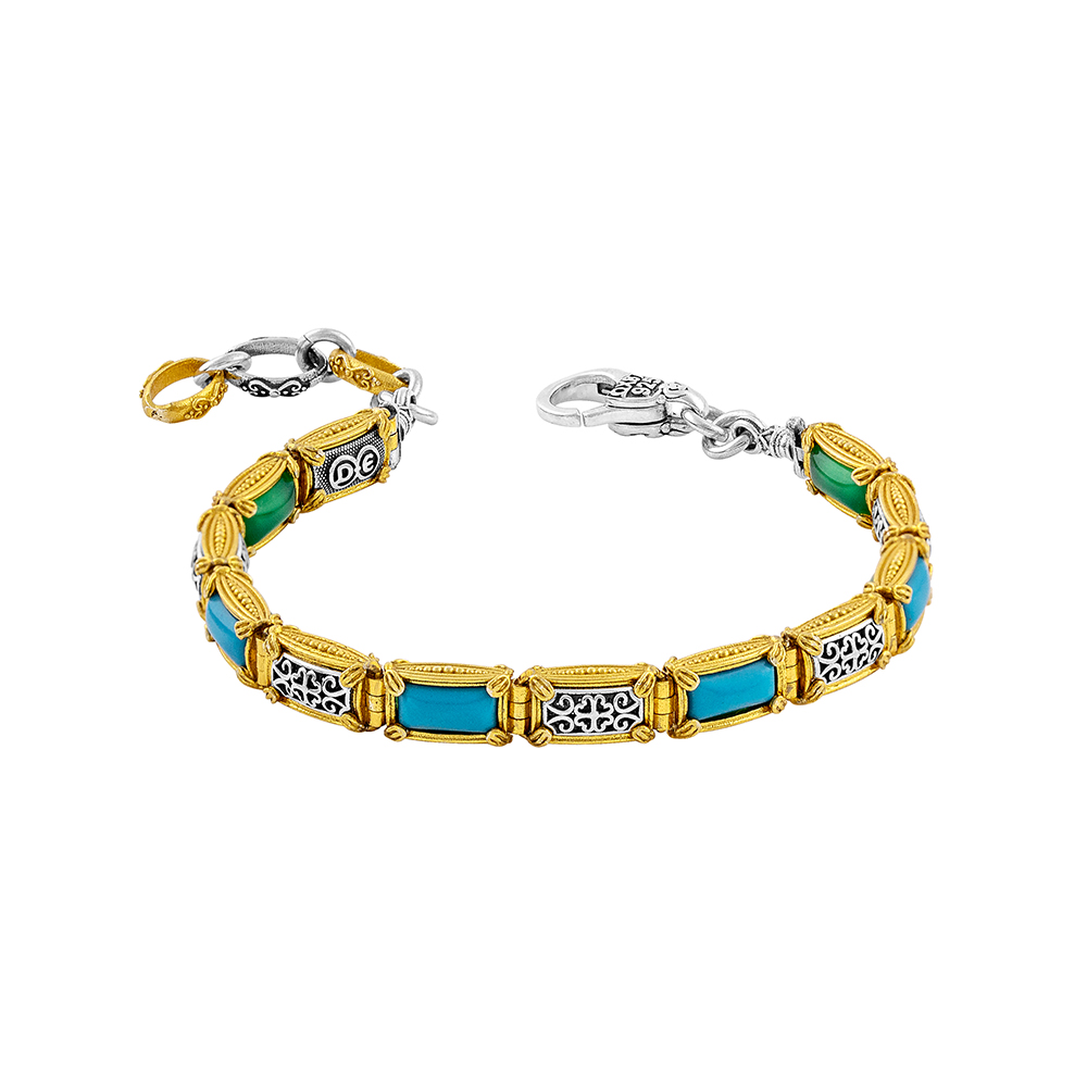 Silver Double-sided Bracelet with Semi-Precious Stones B207-1 - Image 2