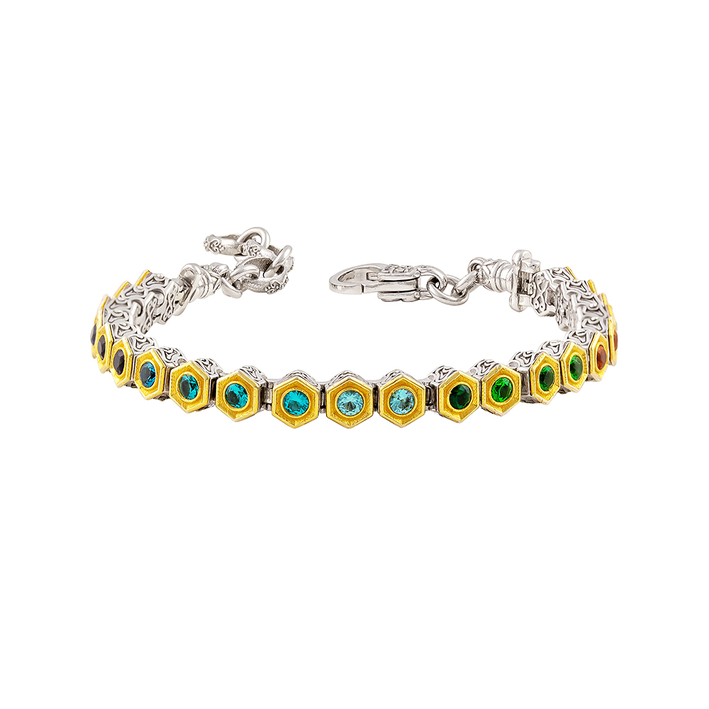 Silver Bracelet with Zircon Stones B211