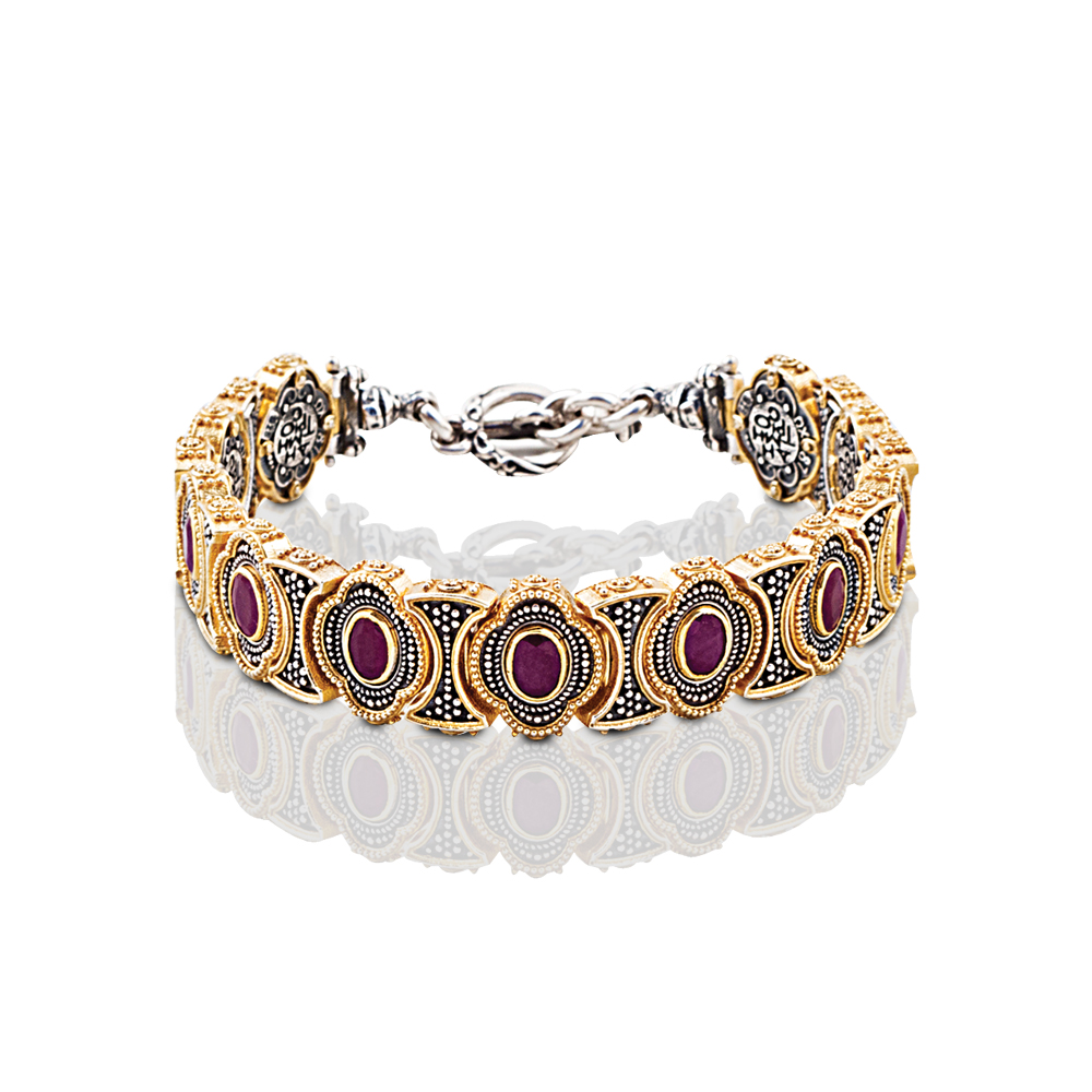 Silver Bracelet with Semi-Precious Stones B338