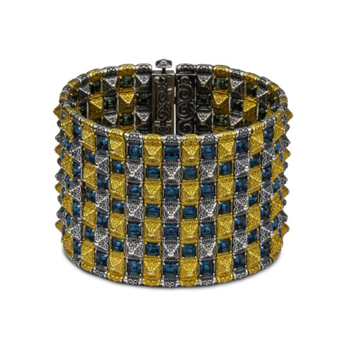 Wide Double-sided Bracelet with Swarovski Stones B365