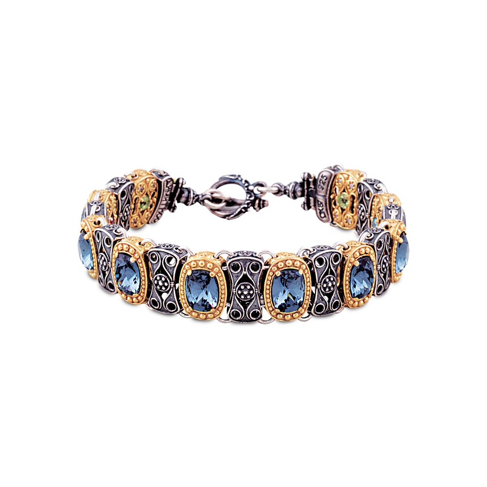 Ασημένιο Βραχιόλι Διπλής Όψης με Swarovski Κρύσταλλα ή Cat Eye πέτρες B69