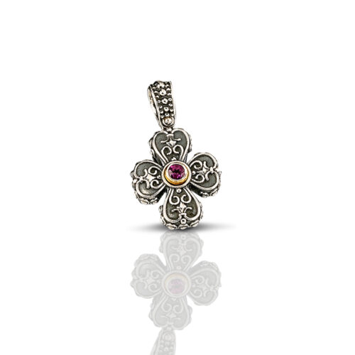 Silver Cross with Semi-Precious Stones C17-1