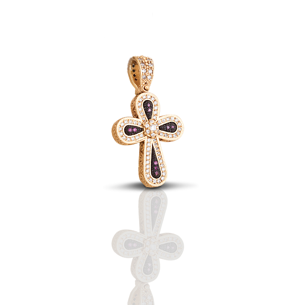 Silver Cross with Zircon Stones C245