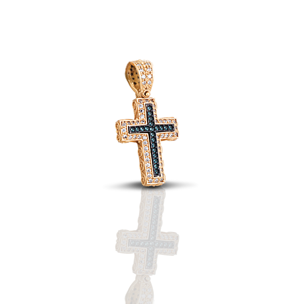 Silver Cross with Zircon Stones C246