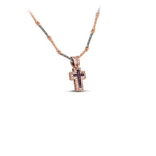 Silver Cross with Zircon Stones C247