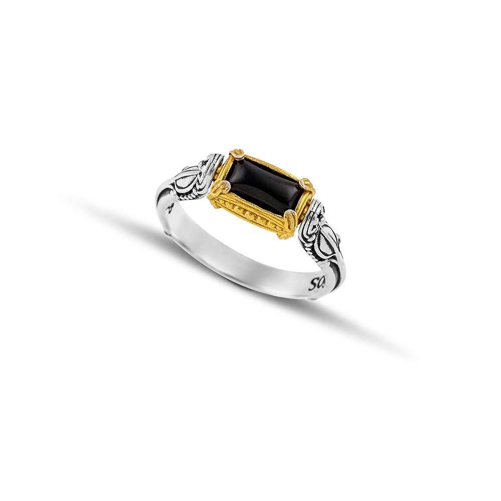 Silver Double-sided Ring with Semi-Precious Stones D207-1 - Image 2