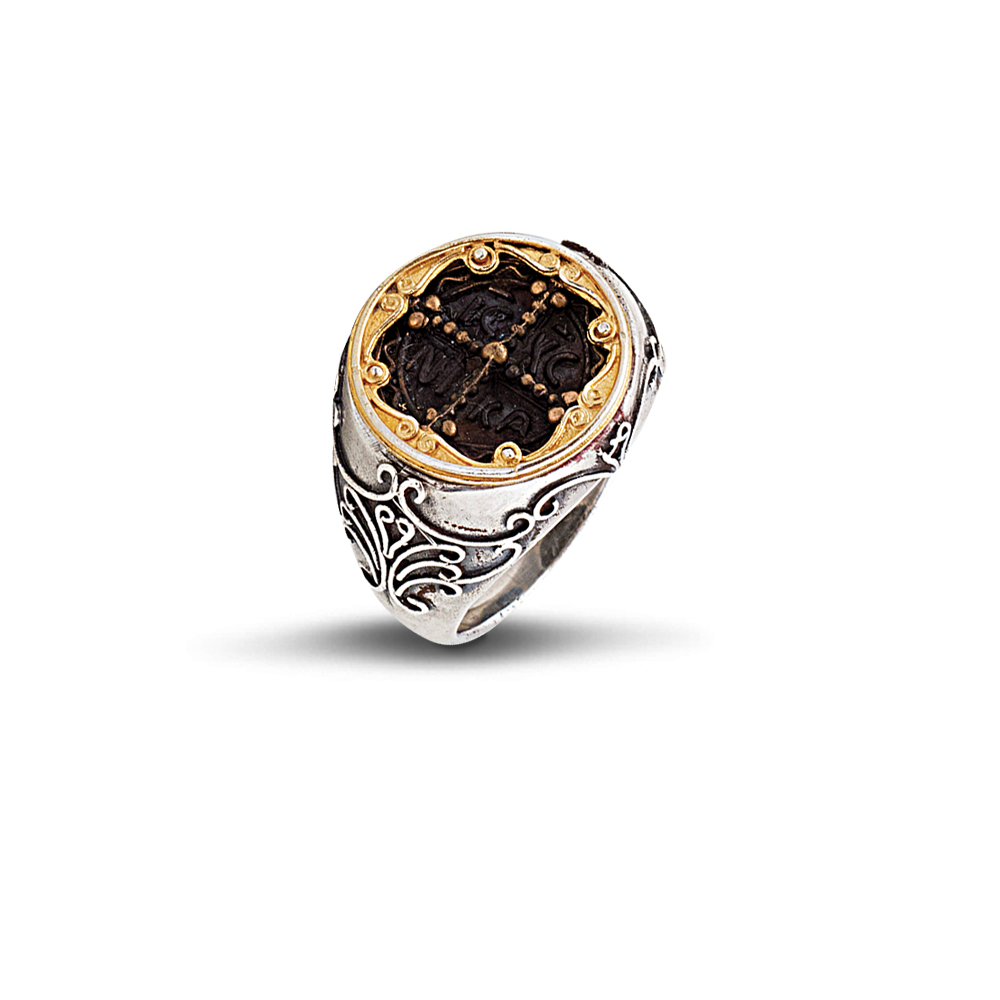 Silver Ring with Bronze Coin D227