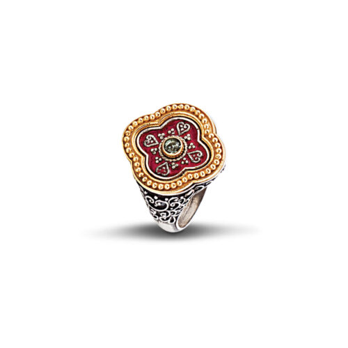 Δαχτυλίδι με Κόκκινο Σμάλτο και Swarovski Κρύσταλλο D287