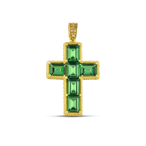 Latin Cross with Swarovski Rectangular Crystals and Zircon M157-1