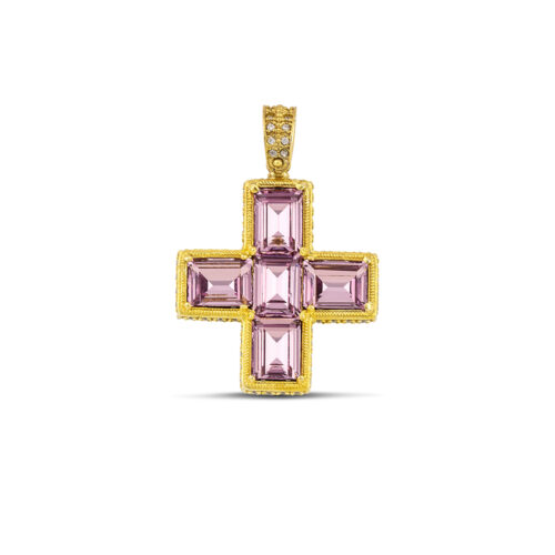 Greek Cross With Swarovski Rectangular Crystals and Zircon M157-2
