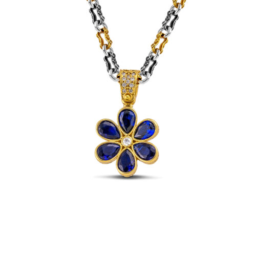 Silver Pendant with Zircon Stones M205-1 Without Chain