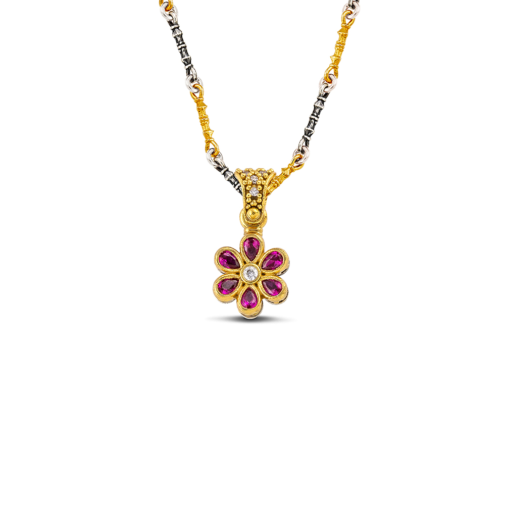 Silver Pendant with Zircon Stones M205-2 - Image 2