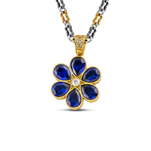 Silver Pendant with Zircon Stones M205 Without Chain