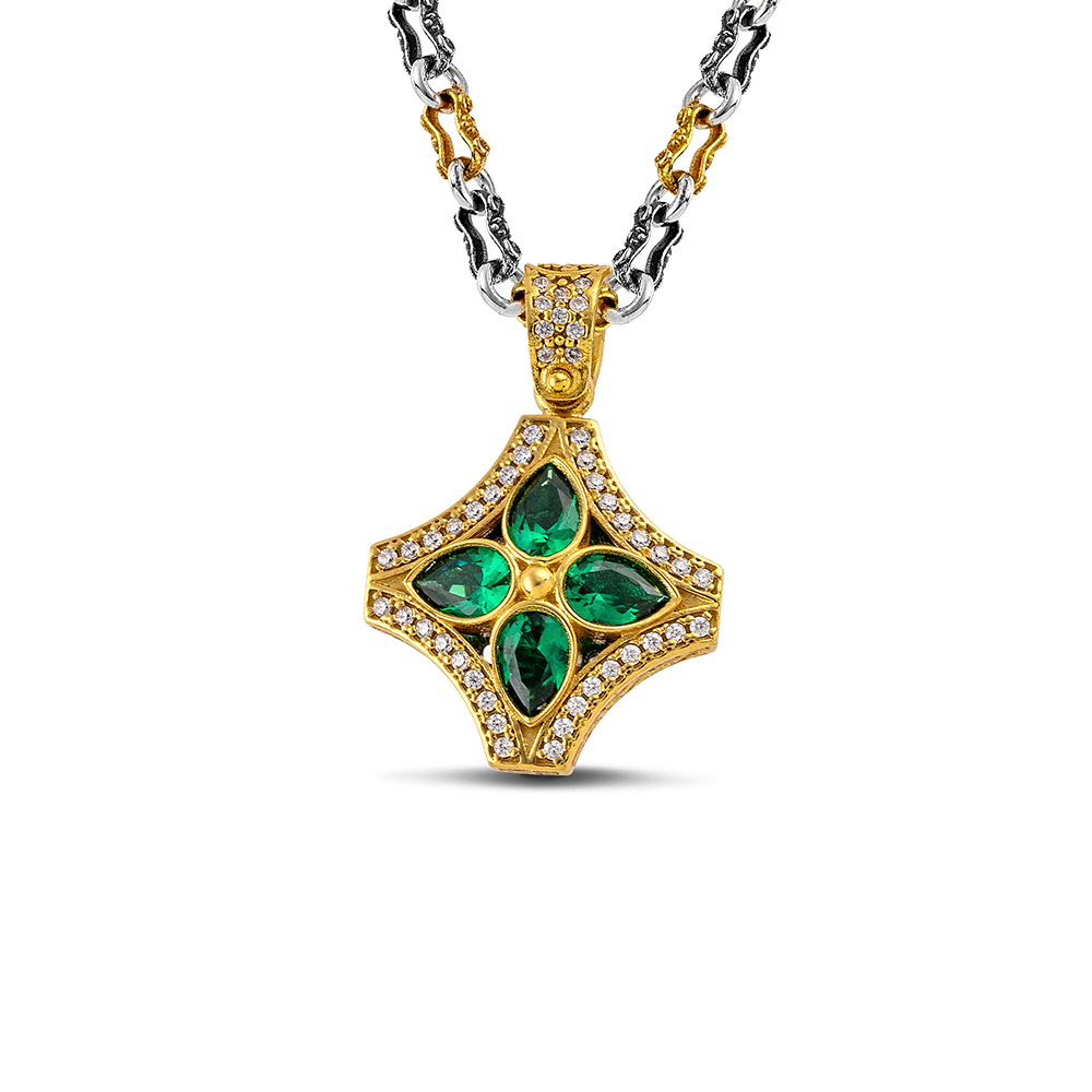 Silver Pendant with Zircon Stones M206-1 Without Chain - Image 2