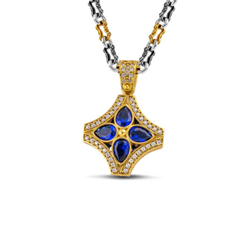 Silver Pendant with Zircon Stones M206-1 Without Chain