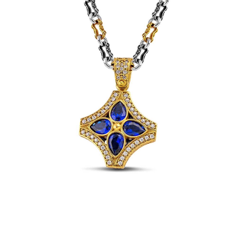Silver Pendant with Zircon Stones M206-1 Without Chain