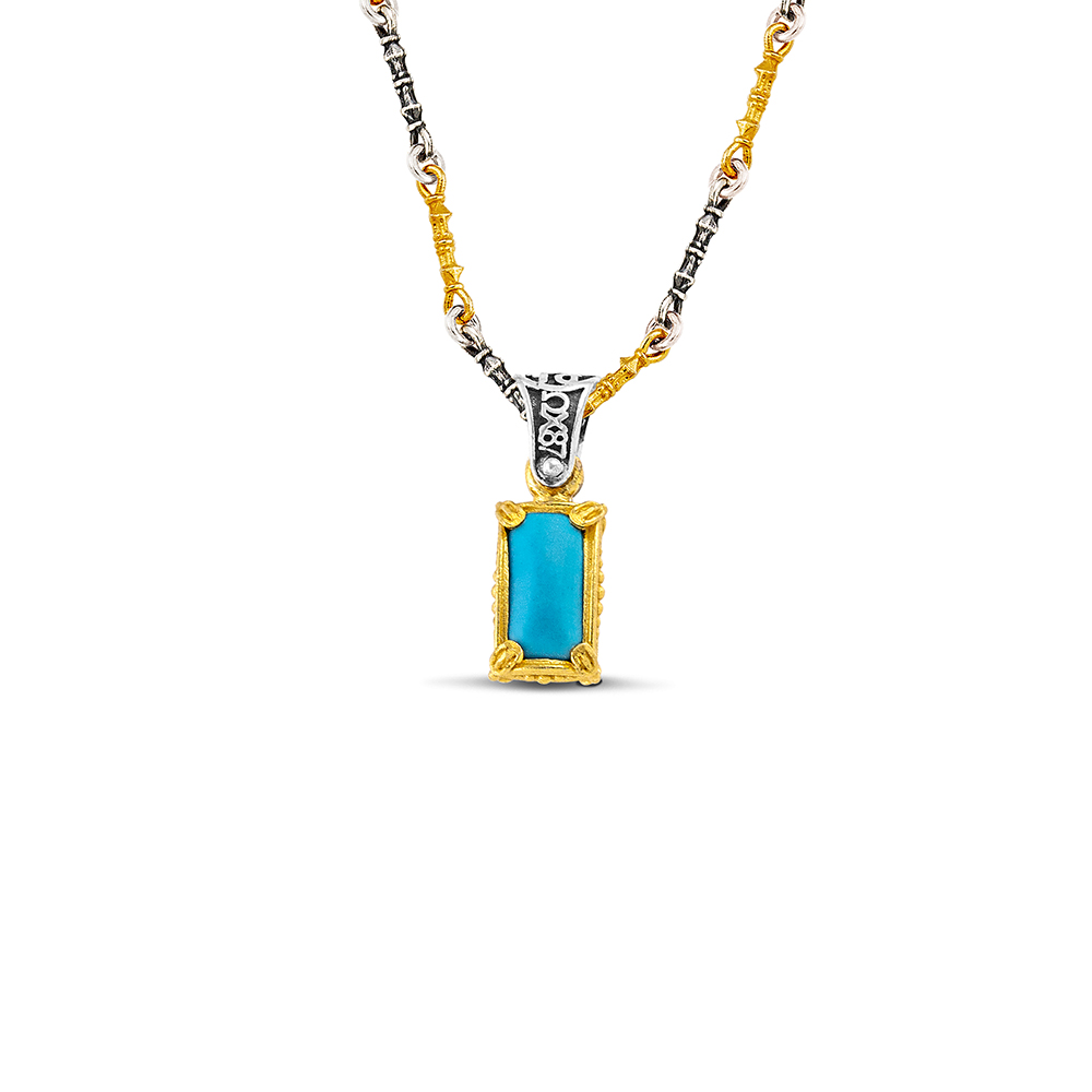 Silver Two-sided Pendant with Semi-Precious Stones M207 - Image 2