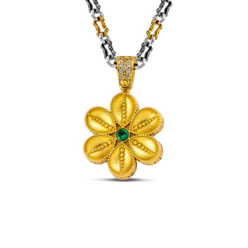 Silver Pendant with Zircon Stones M208 Without Chain